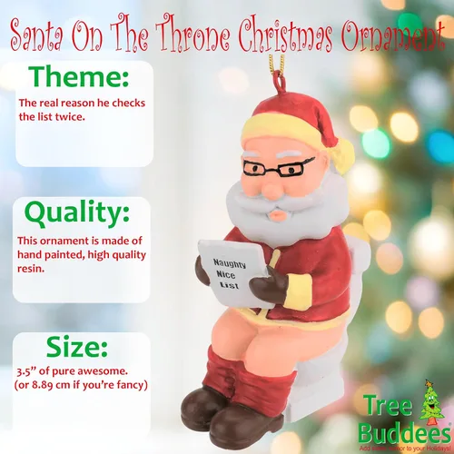 Vista 2 de Tree Buddees Adornos de Navidad inapropiados de Papá Noel en el trono