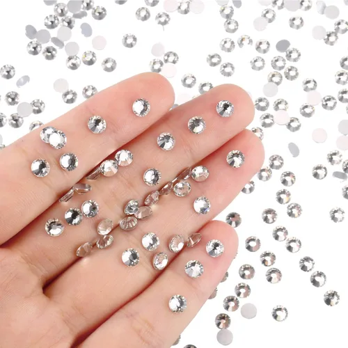Vista 3 de EBOOT Paquete de 1440 gemas redondas de diamantes de imitación de cristal con parte trasera plana, para arte de uñas y decoración de maquillaje