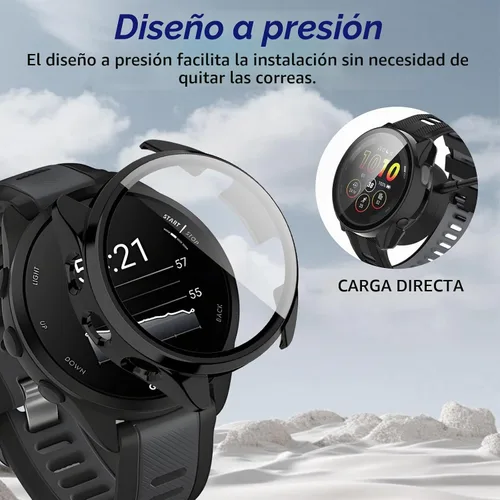 Vista 6 de Paquete de 4 fundas protectoras de pantalla de música Garmin Forerunner 165 y 165 [cobertura completa], parachoques duro de policarbonato completo 2