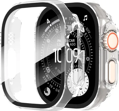 Vista 42 de Diruite Juego de 2 fundas para Apple Watch Series 3/2/1 de 38mm, protector de pantalla de vidrio templado ultradelgado de todo alrededor para iWatch