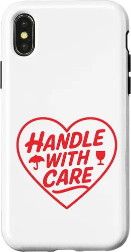 Vista 5 de Handle with Care - Cute Heart Warning Design Case for iPhone 17