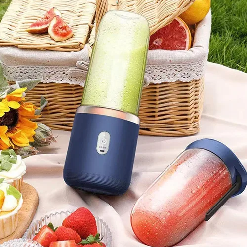 Vista 7 de Multifunctional Juicer Home Small Portable Wireless USB Charging Mini Juice Cup Juice Maker Fruit Juicer Cup Blue