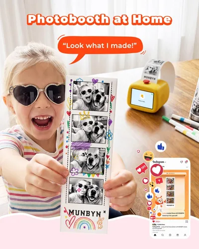 Vista 5 de MUNBYN SP01 Smart AI Sticker Printer Voice to Print for Kids Thermal Maker