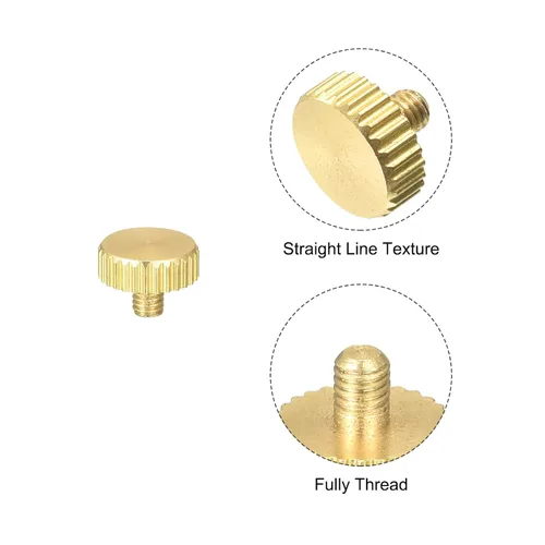 Vista 4 de uxcell Tornillos moleteados para pulgar, pernos planos de latón M3x4mm, sujetadores para PC, electrónicos, mecánicos, 2