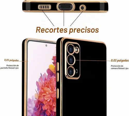 Vista 3 de Funda diseñada para Galaxy Note 20, borde dorado chapado para funda de TPU suave, protección a prueba de golpes, flexible, Samsung Galaxy Note 20
