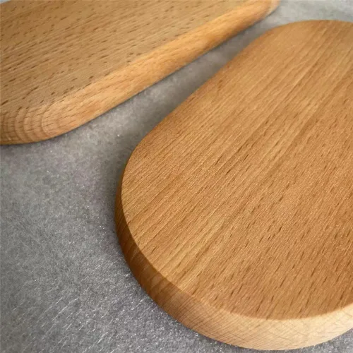 Vista 5 de Juego de 2 mini bandejas para servir joyas y monedas, bandeja ovalada de madera natural para postres, plato pequeño de queso de madera, bandeja