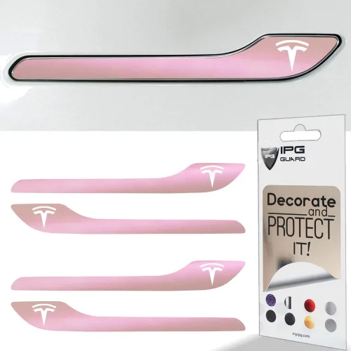 Vista 17 de IPG Kit de 4 calcomanías para manija de puerta de Tesla Model 3/Model Y (juego de 4) con logotipo de Tesla (fibra de carbono negra)