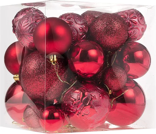 Vista 12 de Senjie Adornos de Navidad inastillables marrones, 32 bolas esféricas para árboles de Navidad