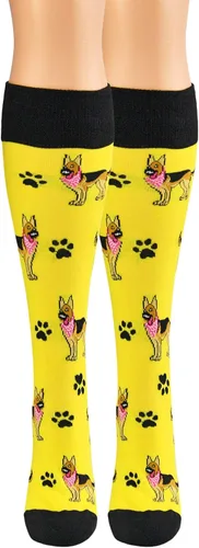 Vista 2 de Arad calcetines de pastor alemán, calcetines divertidos, calcetines largos con temática animal, unisex