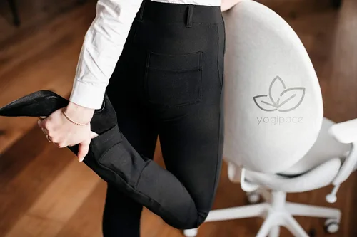Vista 7 de Yogipace - Pantalón de yoga y de vestir para mujer pantalón de pierna recta y con trabillas para cinturón en tallas petiteregulartall