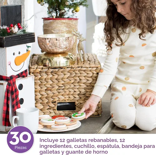 Vista 2 de Melissa & Doug, juego para cortar y hornear galletas de Navidad de madera