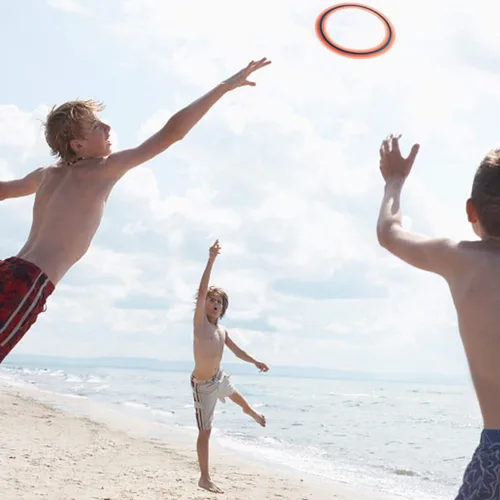 Vista 5 de JEEFUD Disco volador para niños y adultos, anillo volador de 11 pulgadas, paquete de 3 discos suaves para jugar deportes en la playa, patio trasero