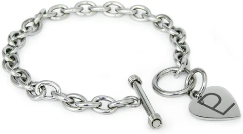 Vista 27 de Pulsera y Collar con Dijes de Símbolos de Corazón de Acero Inoxidable Solo pulsera de plata