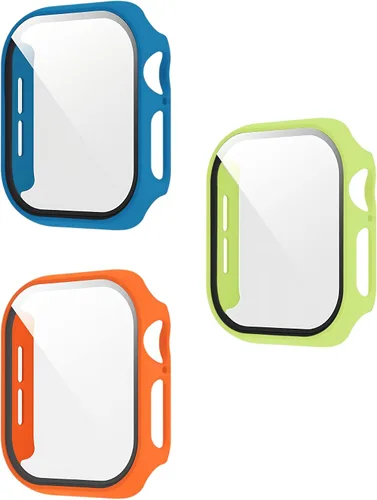 Vista 20 de Paquete de 3 fundas con protector de pantalla para Apple Watch de Negro + rosa intenso + morado oscuro