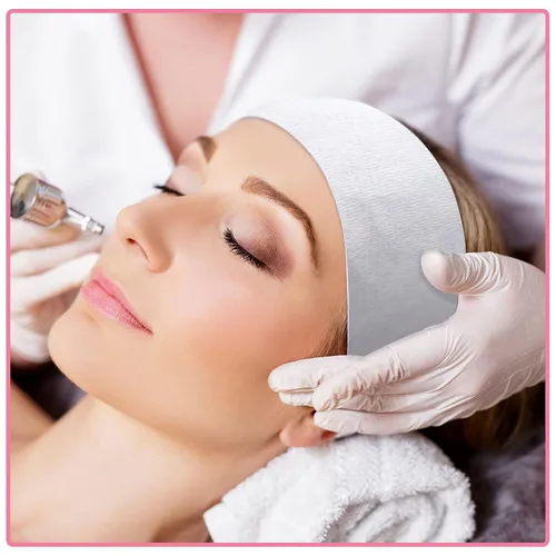 Vista 5 de Pimoys 30 diademas desechables para tratamientos faciales, cuidado de la piel de las mujeres, maquillaje, baño, deporte, blanco, negro, rosa
