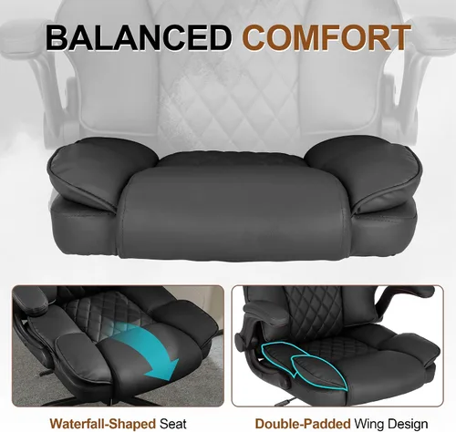 Vista 4 de Silla de escritorio de oficina, sillas de sala de conferencias, silla ejecutiva de cuero con respaldo medio, silla ergonómica para computadora