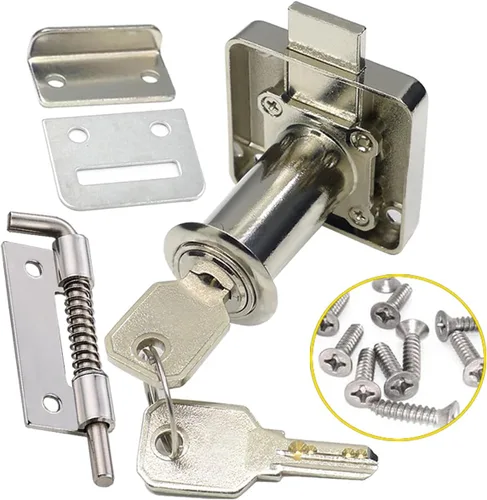 Vista 13 de Cerradura de seguridad pesada para armario con llaves (con llave similar), puerta doble individual, uso general, se adapta a paneles de madera