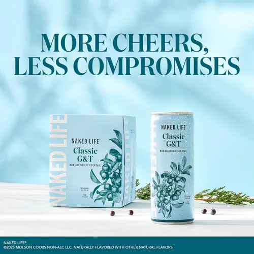 Vista 3 de Naked Life Bebidas sin alcohol, Classic G&T - Licores sin alcohol bajos en calorías con cero azúcar - Latas de 8.4 onzas líquidas, paquete de 4