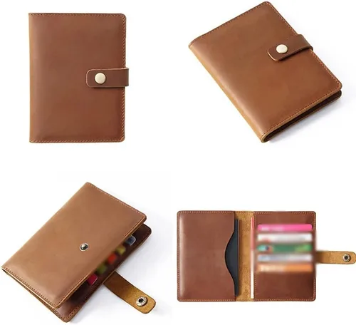 Vista 4 de CZDYUF - Cartera para hombre, soporte para pasaporte para hombre, gran capacidad, tarjetero para pasaporte, monedero