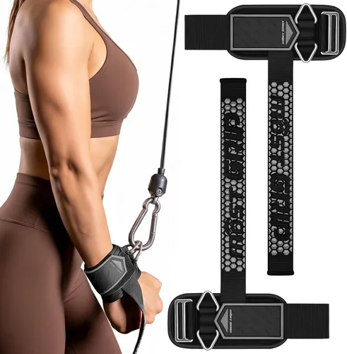 Vista 14 de Correas de muñeca antideslizantes con pegamento para levantamiento de pesas, correas de elevación 2 en 1 con anillos en D para entrenamiento