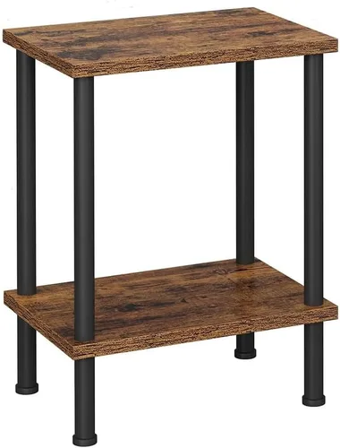 Vista 10 de Vimber Mesa auxiliar, mesa lateral, juego de 2, mesitas de noche con estantes de almacenamiento de 2 niveles, mesa para sofá para espacios pequeños