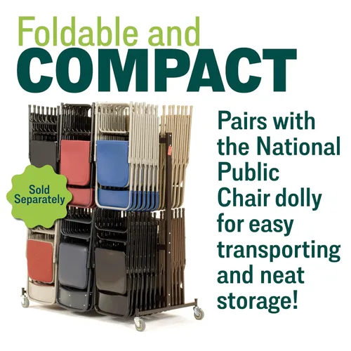 Vista 6 de National Public Seating - Sillas plegables portátiles acolchadas de alta calidad, serie 1300, tapizadas, sillas plegables resistentes