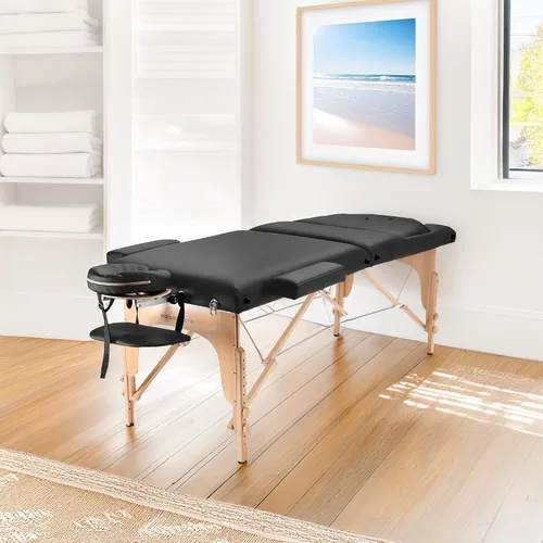 Vista 2 de Mesa de masaje portátil profesional con respaldo, varios colores disponibles, de Saloniture , Negro