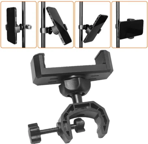 Vista 6 de Soporte de micrófono Soporte de teléfono Soporte de micrófono de plástico para teléfonos giratorios de 360 grados Clip