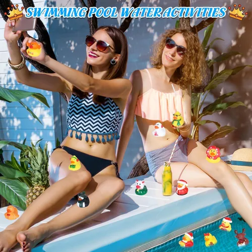 Vista 5 de 24 mini patos de goma a granel, perfectos para esconder cruceros, decoraciones de fiesta de cumpleaños y bonitos juguetes de baño para niños