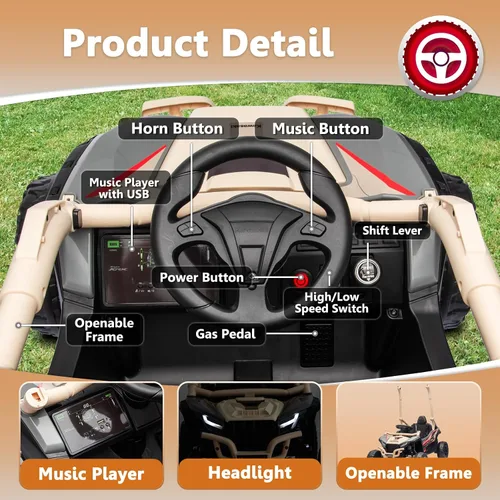 Vista 6 de Kawasaki Teryx KRX UTV con licencia de 24 V con control remoto para Begie