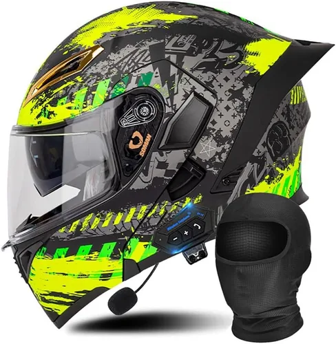 Vista 8 de Casco modular Bluetooth para motocicleta, aprobado por DOT/ECE, cascos delanteros abatibles, viseras antivaho duales, casco de cara completa, MP3