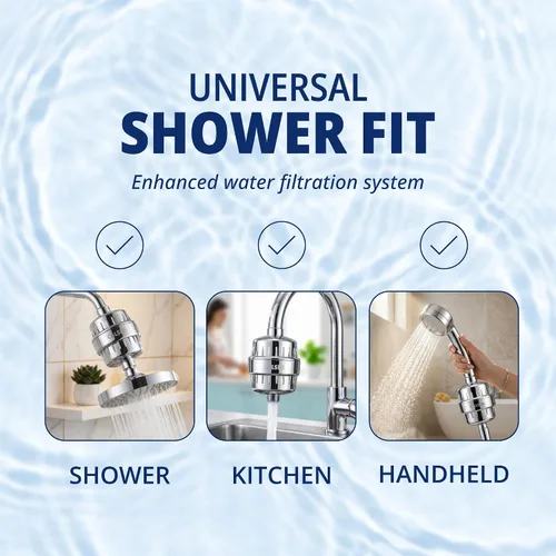 Vista 8 de COLSEN Filtro de ducha de repuesto – Suavizador de agua de baño universal para tina, sistema de filtración de 15 etapas, purificador de mano
