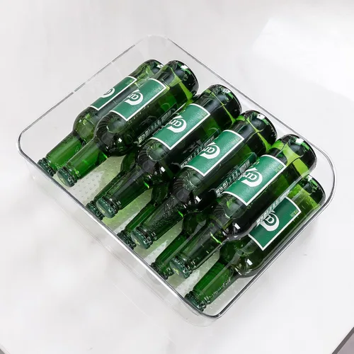 Vista 3 de Ettori Organizador de botellas de agua, paquete de 2 cubos organizadores de refrigerador y contenedores de almacenamiento transparentes