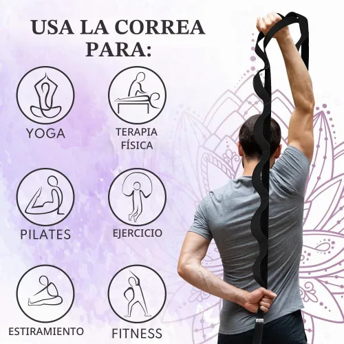 Vista 7 de TECEUM Stretching Strap with 10 Loops for Physical Therapy & Rehab