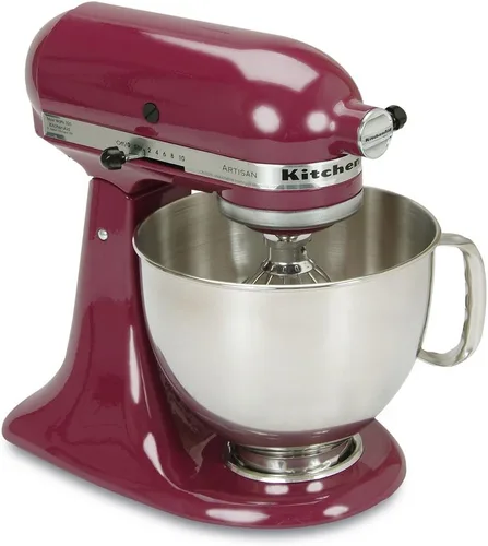 Vista 27 de KitchenAid Artisan Series Batidora de Pie con Cabezal Inclinable de 5 Cuartos con Escudo Vertedor KSM150PS, Crema de Almendra