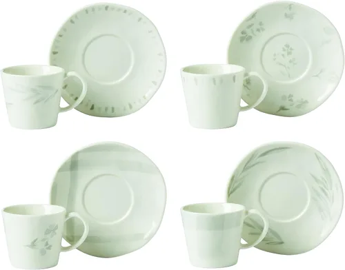 Vista 2 de Lenox Oyster Bay - Juego de 8 tazas y platillos para expreso, 2.30 libras, color blanco