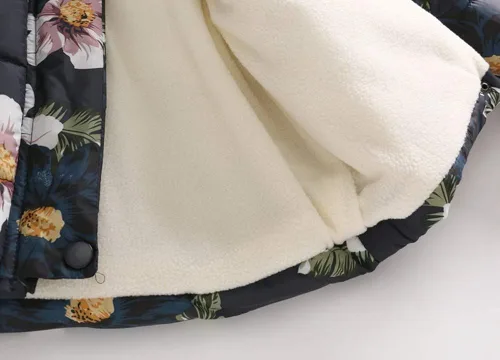 Vista 4 de Chaqueta cálida para bebés y niñas de 2 a 7 años con capucha gruesa y resistente al viento