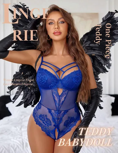 Vista 93 de Avidlove Lencería de encaje floral para mujer, lencería de una pieza, babydoll