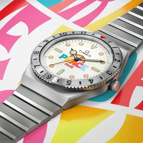 Vista 5 de Timex Coca-Cola Unity Collection - Reloj de cuarzo para hombre con correa de acero inoxidable, color plateado, 21 (modelo TW2V25800)