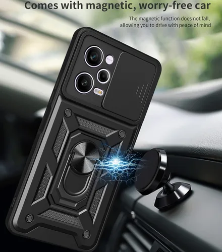 Vista 4 de CCSmall - Funda para Xiaomi Redmi Note 12 Pro+ con cubierta deslizante para cámara SJ color negro