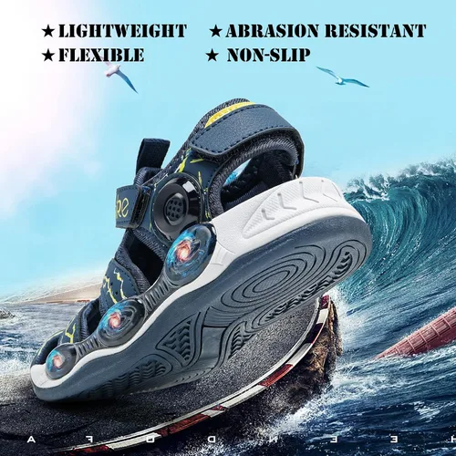 Vista 5 de JMFCHI FASHION Sandalias deportivas para niños, sandalias deportivas para exteriores, senderismo, atléticas, sandalias de playa con punta cerrada