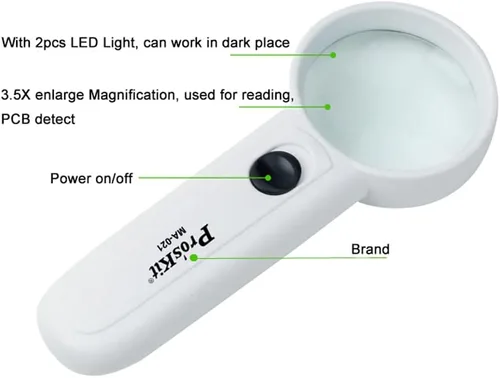 Vista 2 de Pro'sKit MA-021 3.5X Lupa LED de mano para remiendo DIY componentes electrónicos Junta de soldadura Herramientas de mantenimiento