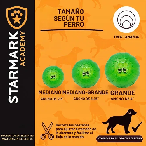 Vista 7 de Starmark Treat Dispensing Chew Ball - Juguete resistente para perros, mediano/grande para razas grandes