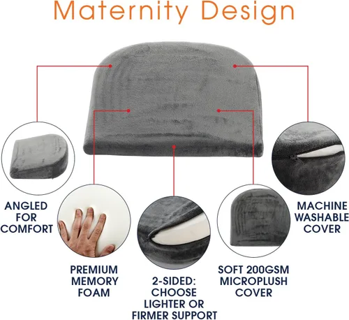 Vista 4 de Cheer Collection Cojín de cuña de maternidad de espuma viscoelástica Almohada de apoyo para el vientre con funda lavable de microfelpa extraíble