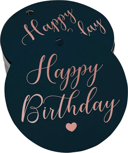 Vista 40 de Etiqueta de papel para colgar con texto en inglés «Happy Birthday» (50 unidades)