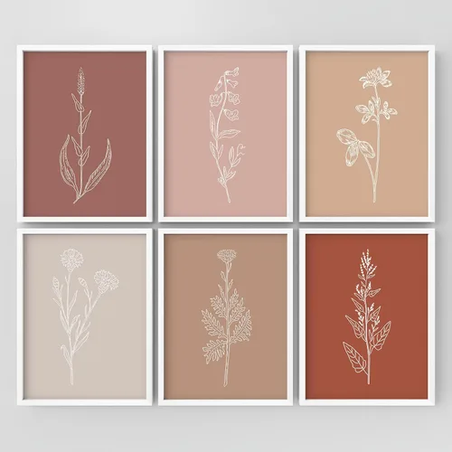 Vista 63 de Juego de galería de collage enmarcado para pared, diseño de plantas de flores de William Morris, ilustraciones de naturaleza silvestre, moderno