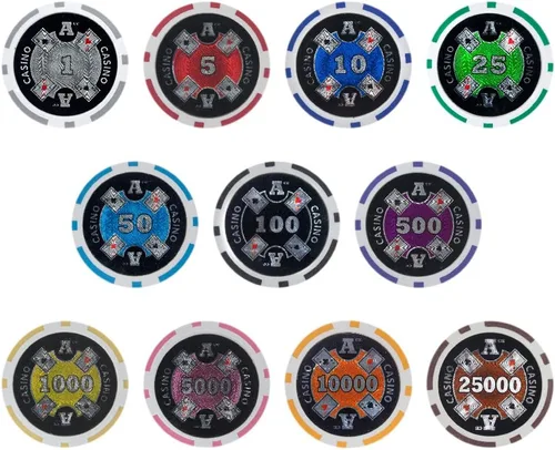 Vista 4 de Brybelly Ace Casino Poker Chip - Compuesto de arcilla pesada de 0.49 oz, paquete de 50