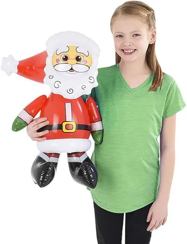 Vista 3 de The Dreidel Company Paquete de 2 inflables de Papá Noel de Navidad, 24 pulgadas, 2 pies de alto, perfecto para niños, reuniones, premios de aula