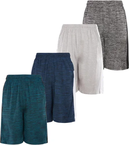 Vista 2 de Pantalones cortos de baloncesto para hombre con bolsillos, pantalones cortos de entrenamiento de gimnasio para hombre, paquete de 4
