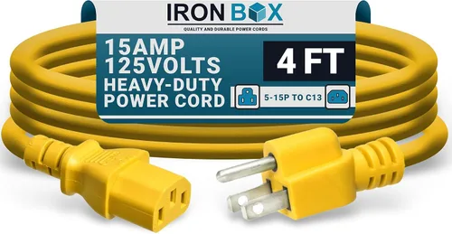 Vista 56 de IronBox Electric - Cable de Alimentación de Servicio Pesado 5-15P a C13 - Cable PC SJT 14/3 de 3 Clavijas 15A 125V - Cable para Computadora